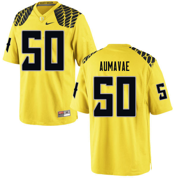 Men #50 Popo Aumavae Oregn Ducks College Football Jerseys Sale-Yellow - Click Image to Close
